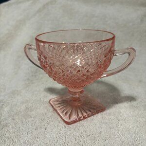 Vintage Pink Depression Glass Open Sugar Bowl Miss America Pattern